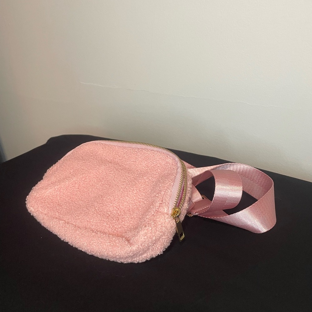 Pink Fleece Fanny pack Bag